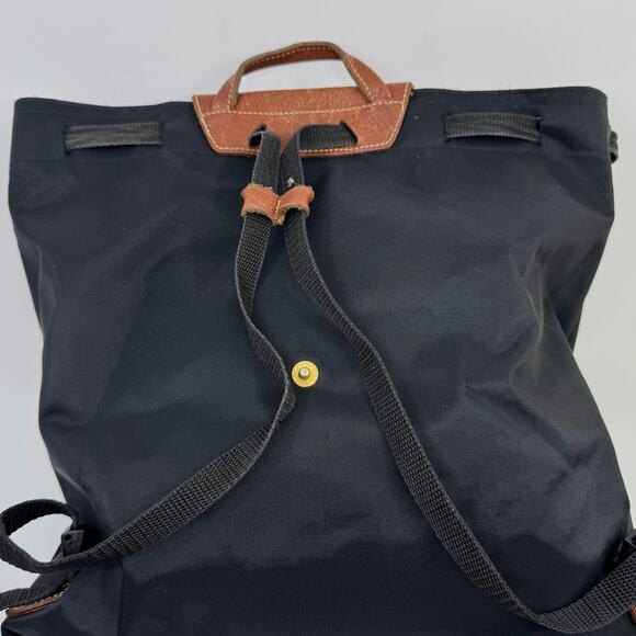 Vintage LONGCHAMP Black Nylon Backpack with w/ Drawstring - Picture 5 of 7